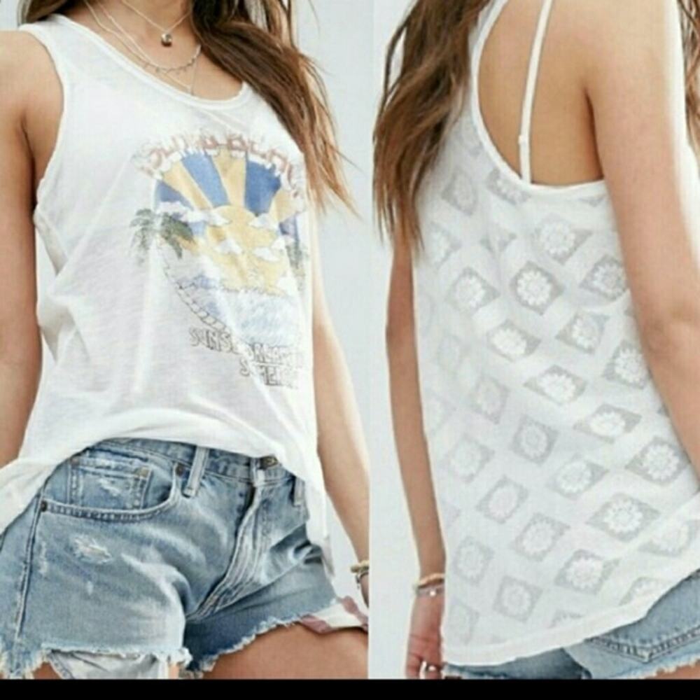 Ralph Lauren Denim & Supply White Island Beach Graphic Tank